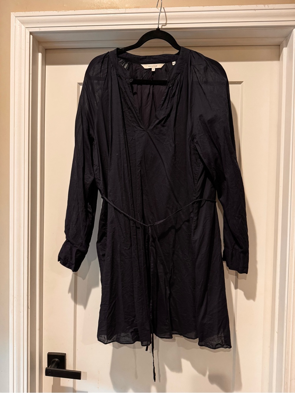 Rebecca Taylor Navy Sheer Button-Front Dress
